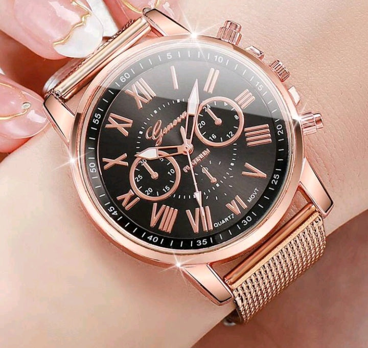 Reloj de mujer malla de metal rosa