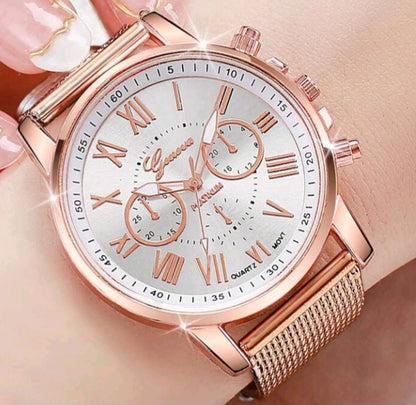 Reloj de mujer malla de metal rosa